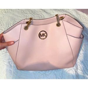 Michael Kors Saffiano | Large Chain Shoulder Tote Bag | Pastel Pink